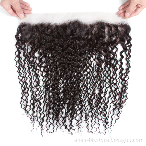 Fast Shipping 10A 13x4 Swiss Lace Natural Color 100% Brazilian Virgin Human Hair Jerry Curly 10"-20" Lace Frontal